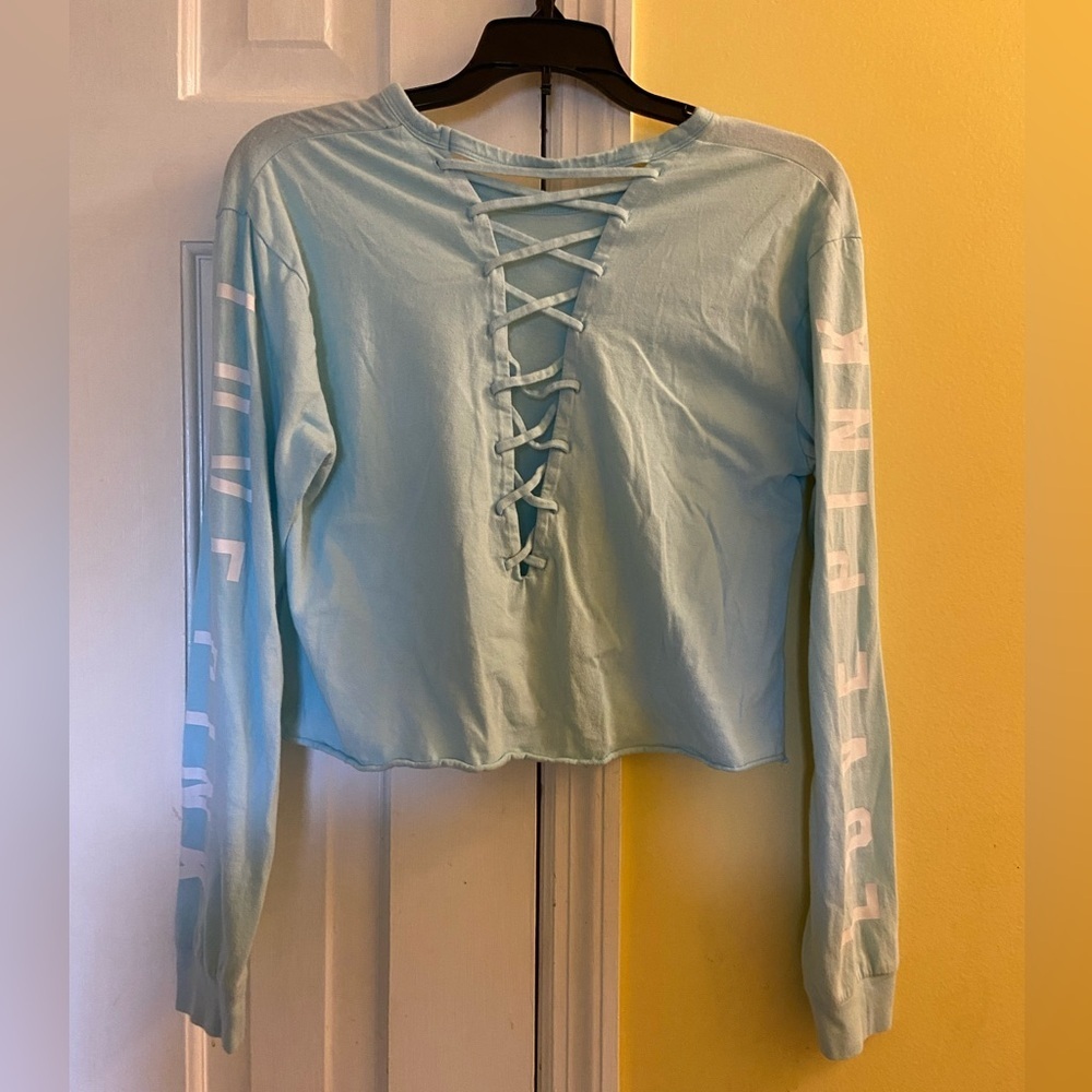 Vintage PINK Victoria's Secret  Long Sleeve Crop Top - Picture 8 of 10
